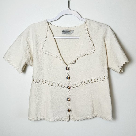 Cotton Salsa Hand Loomed in Peru 100% Cotton Cropped Top Size L - Picture 1 of 9